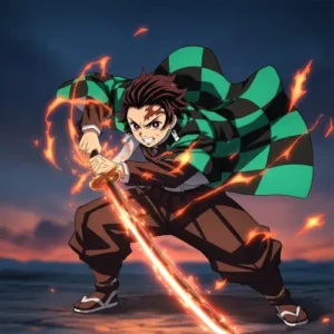 Tanjiro manga PFP black and white