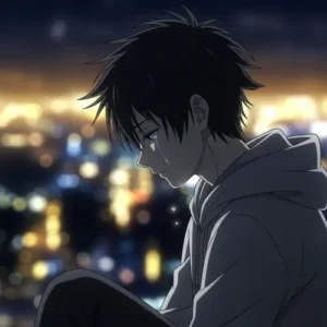 sad anime boy PFP emotional profile style