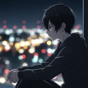 sad anime boy PFP subdued intensity dark aesthetic