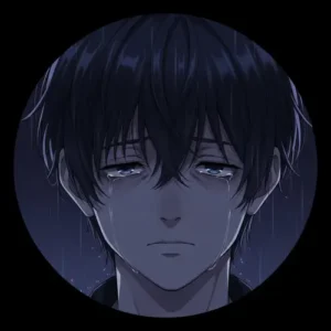 sad femboy PFP soft style emotional mood