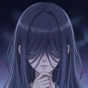 sad anime PFP emotional scene dark background