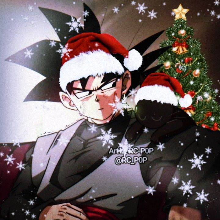 Goku Black Christmas PFP red and green seasonal edit