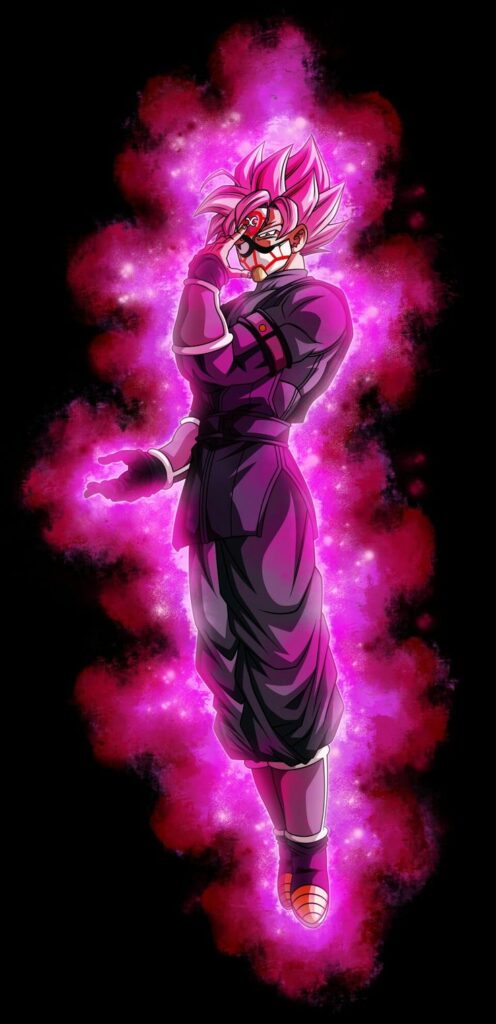 Goku Black Rose PFP pink glow vertical portrait