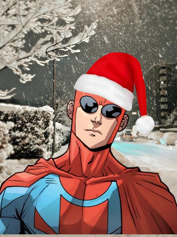 Invincible PFP Christmas seasonal edit with snow overlay