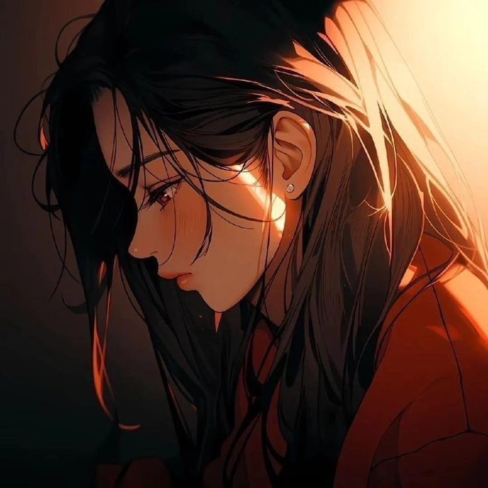 simple sad anime girl neutral background