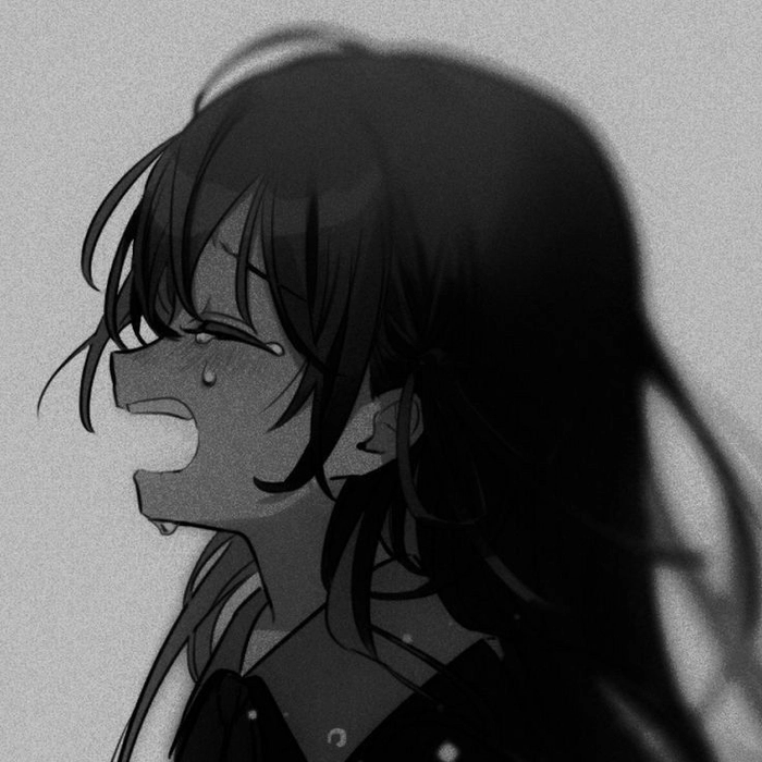 black and white sad anime girl high contrast