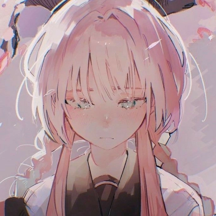 elegant sad anime girl calm expression