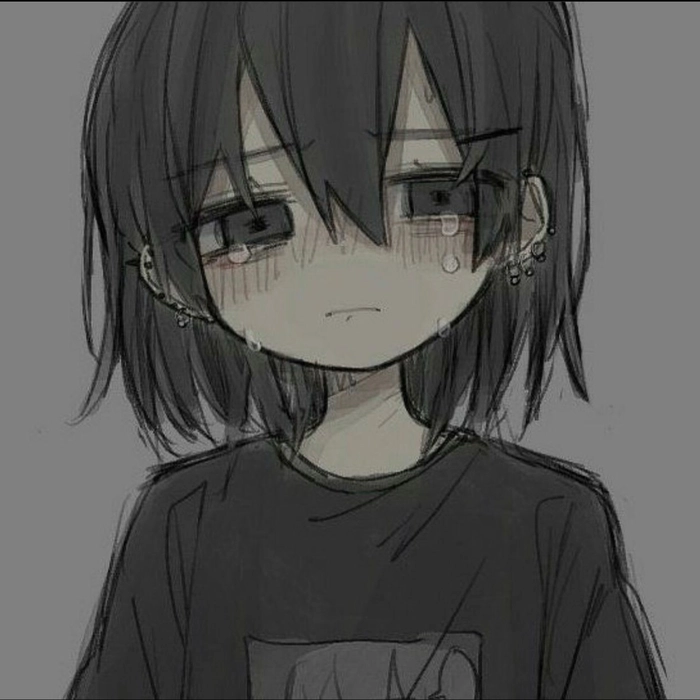 crying sad anime girl blurred background