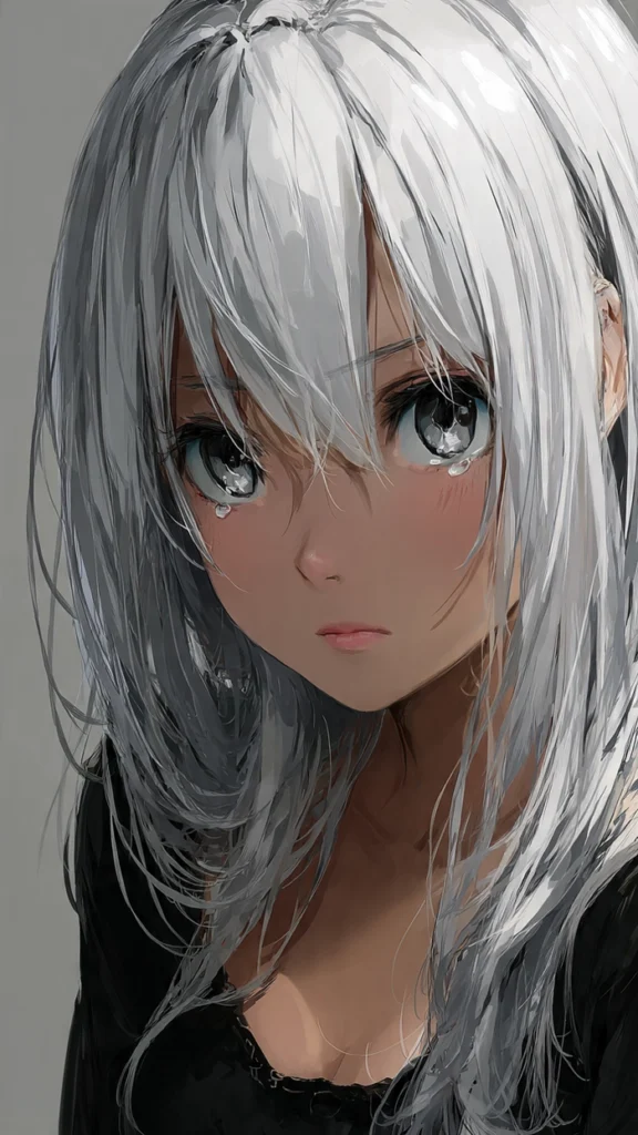 beautiful sad anime girl elegant composition