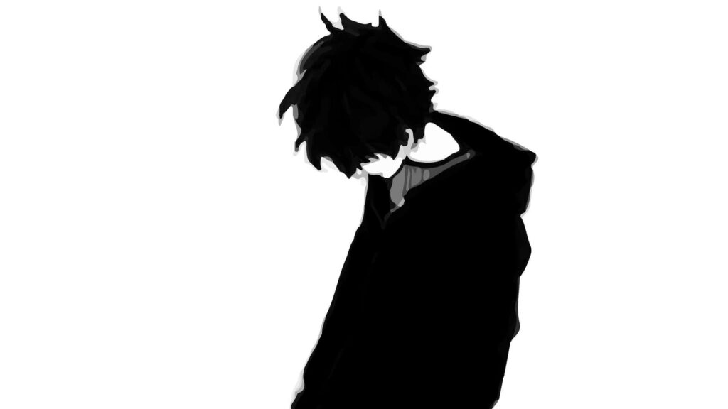 Dark aesthetic anime boy avatar with neon glow accents and cinematic depth