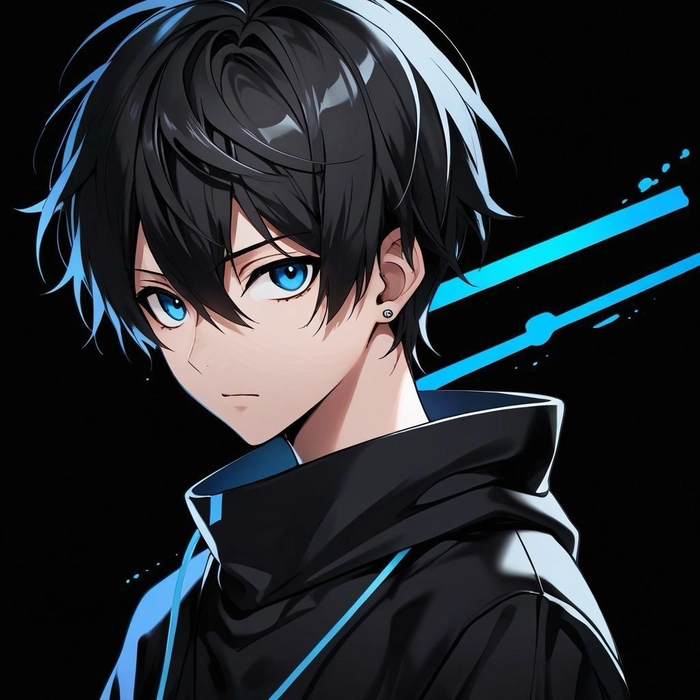 Cinematic dark anime boy PFP with light streaks and atmospheric depth