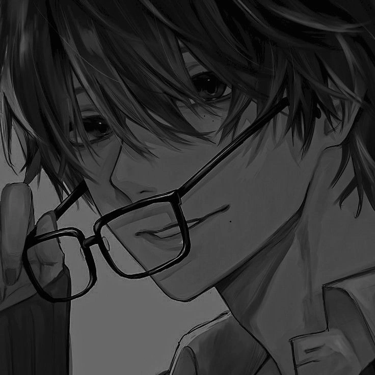 Anime boy PFP with glasses and scholarly expression
