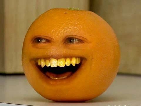 Annoying Orange PFP with exaggerated comedic expression