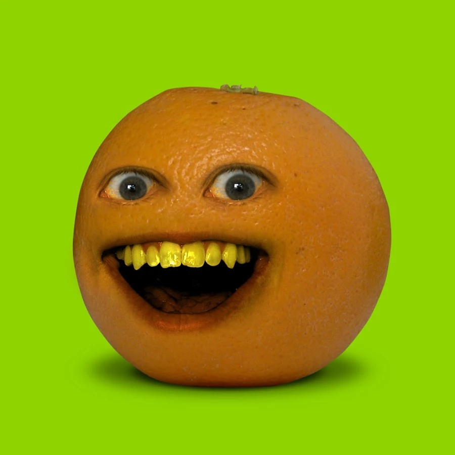 Annoying Orange PFP with high saturation and chaos energy