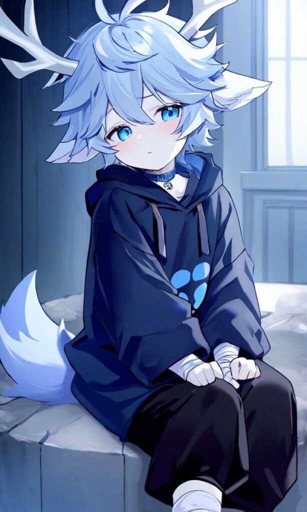 blue femboy PFP soft anime edit