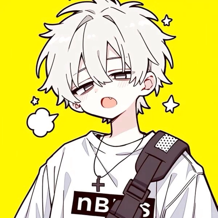 Cute anime boy PFP with round features and soft blush tones