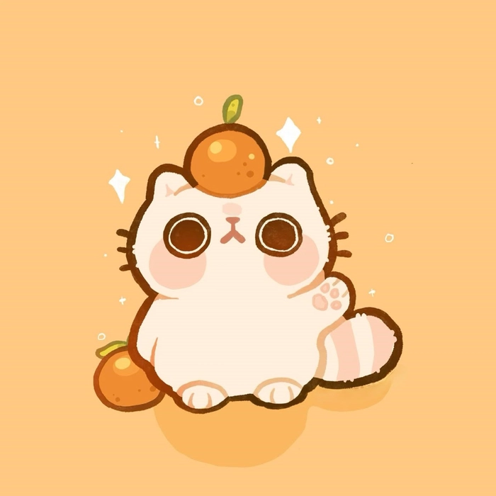 Cute orange PFP with cartoon character and soft shapes
