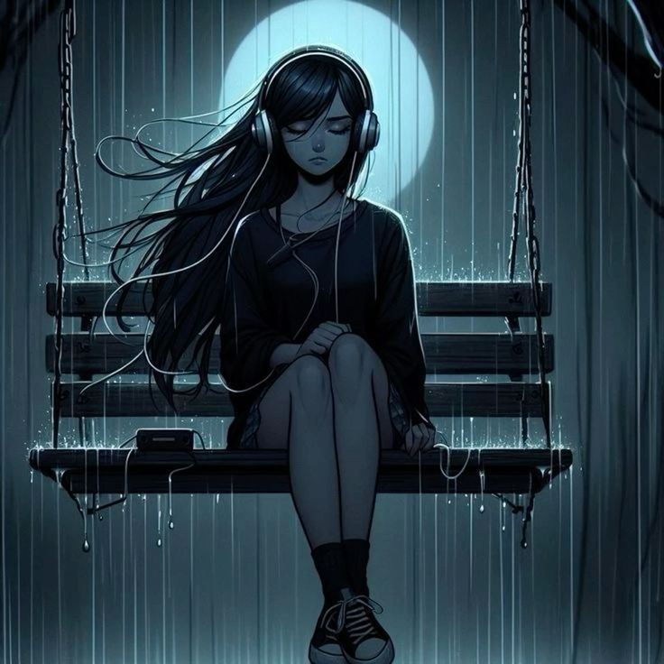 Dark sad aesthetic PFP with black dominant palette and minimal contour lighting