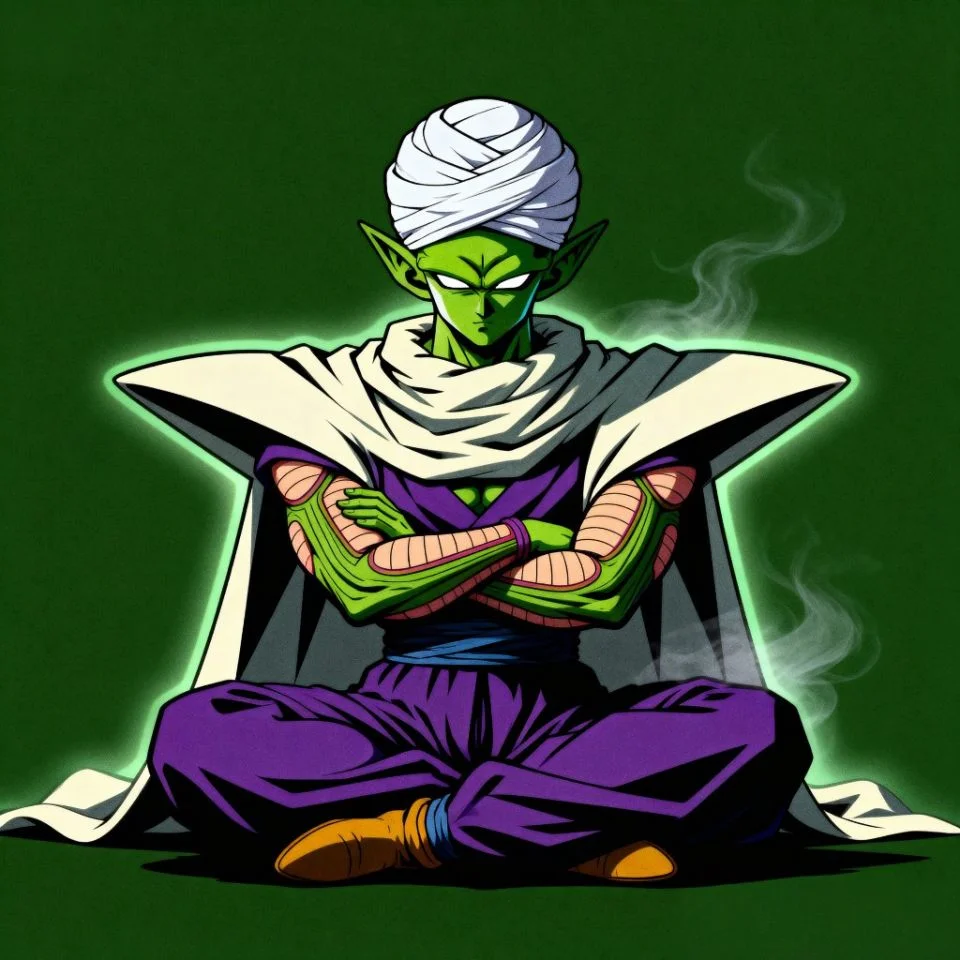 Dark aesthetic Piccolo profile picture with mysterious atmosphere and shadow focus