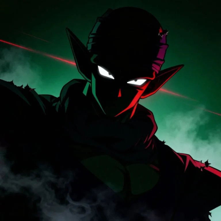 Dark Piccolo avatar with minimal lighting and serious composed expression