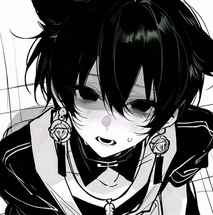 goth femboy PFP silver jewelry