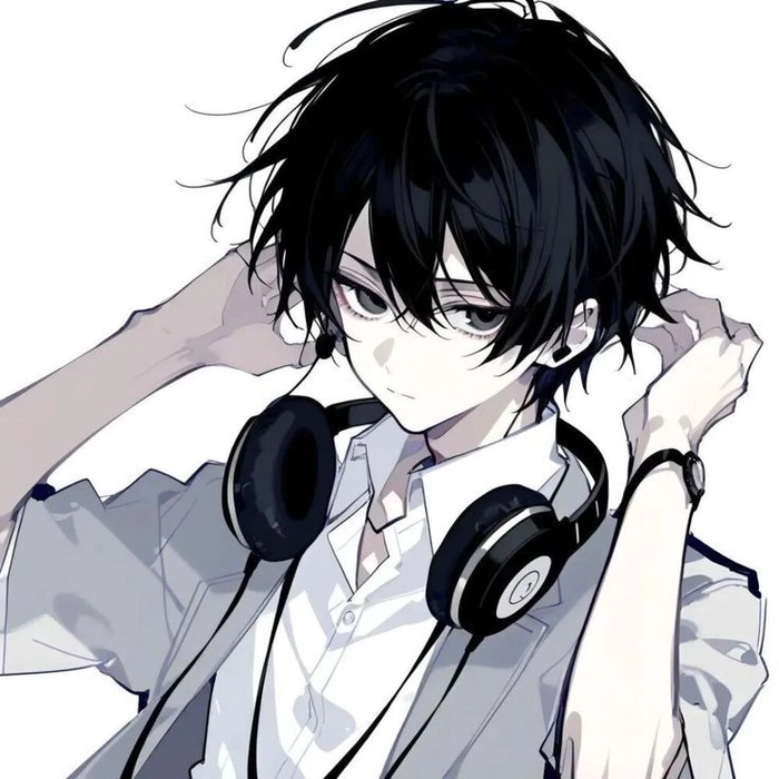 Attractive anime boy avatar with softened jawline and warm tone
