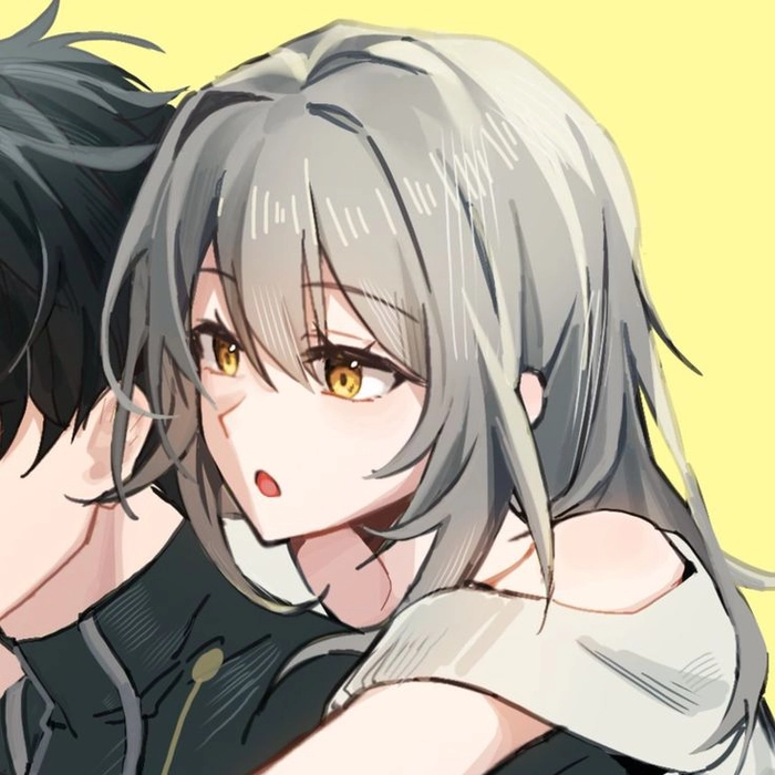 Striking hot anime boy avatar with warm glow and sharp cheekbones