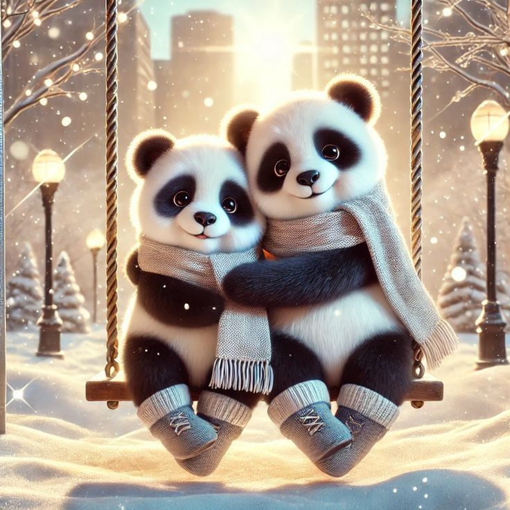 Matching panda PFP set for couples with coordinated color themes