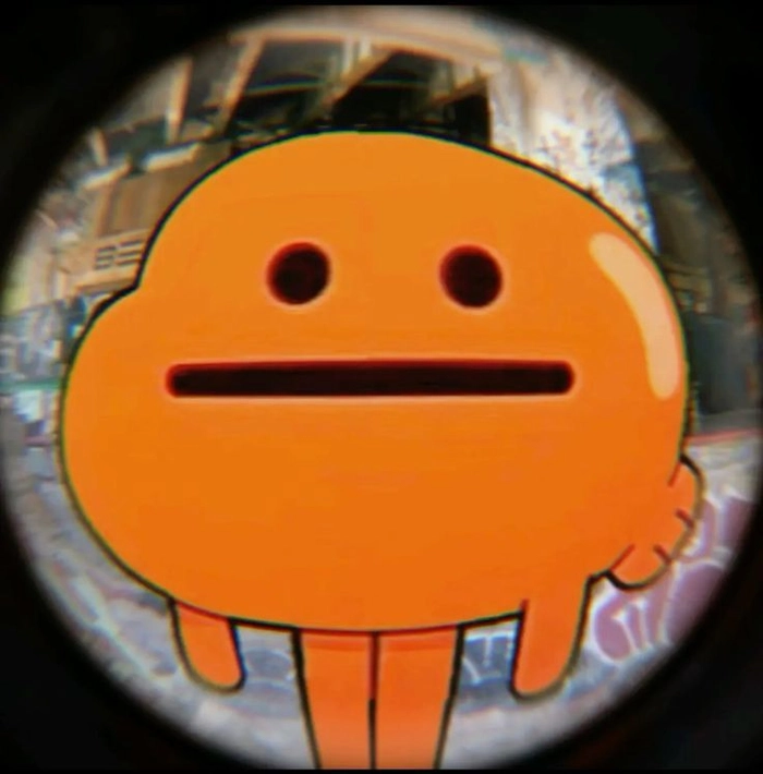 Cinematic orange aesthetic PFP with grain texture