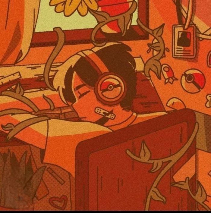Soft orange aesthetic PFP with pastel tones