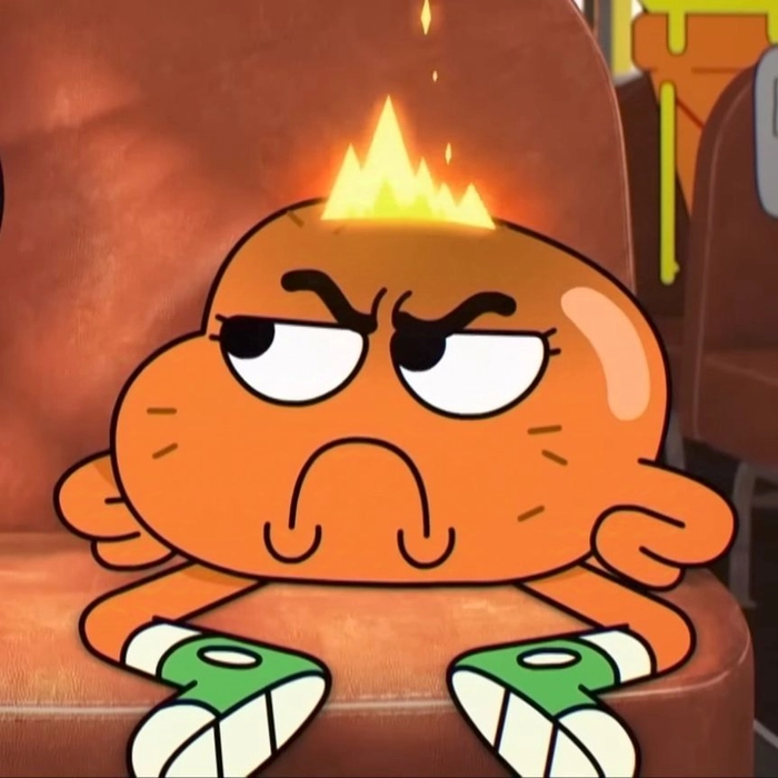 Orange anime avatar with stylized shading and glowing eyes