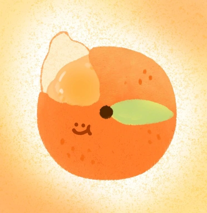 Mixed style orange PFP combining anime and aesthetic elements