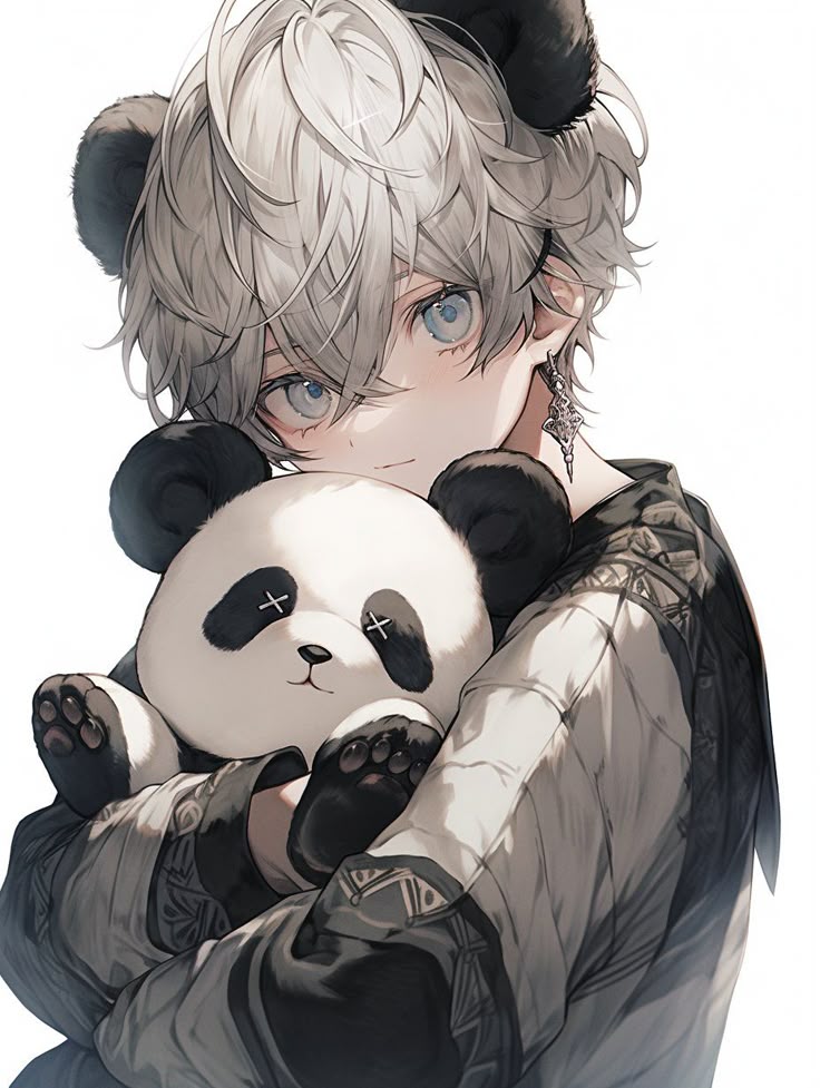 Boy panda profile picture with muted grey palette and composed vibe