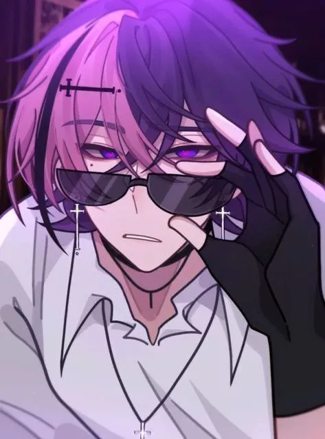 purple femboy PFP neon lavender
