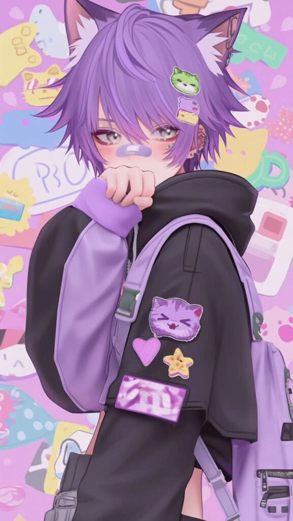 purple femboy PFP cosmic edit